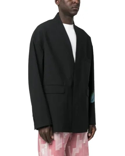 Marcelo Burlon Blazer Ispirato Al Kimono Con Stampa DI Piume