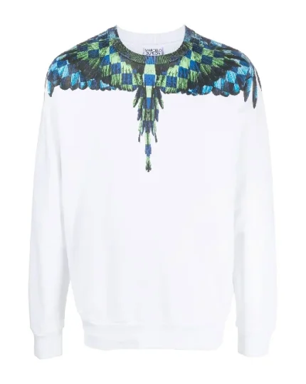 Marcelo Burlon Felpa Girocollo Chess Wings Bianca
