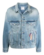 Marcelo Burlon Giacca DI Jeans Con Piume Ricamate - Image 5