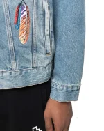 Marcelo Burlon Giacca DI Jeans Con Piume Ricamate - Image 3