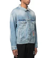 Marcelo Burlon Giacca DI Jeans Con Piume Ricamate
