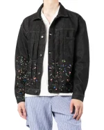 Marcelo Burlon Giacca DI Jeans Con Schizzi DI Dolore