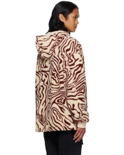 Marcelo Burlon Beige & Burgundy AOP Fluid Jacket