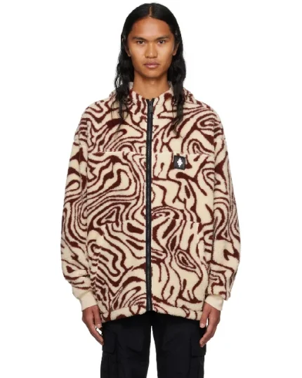 Marcelo Burlon Beige Burgundy AOP Jacket